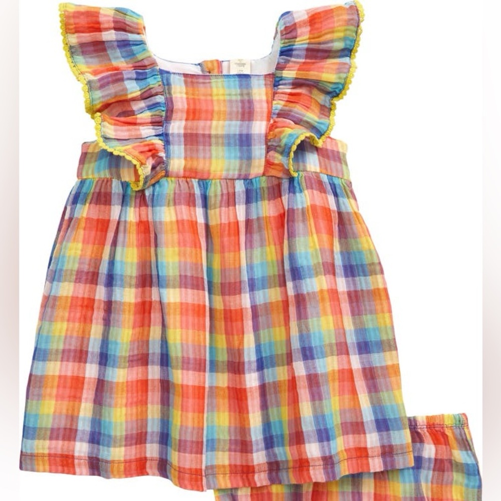 TUCKER & TATE rainbow gingham sleeveless dress